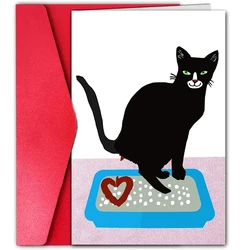 1 pc Fun and creative birthday card with black cartoon cat image and colorful text, as a birthday gift for good friends.