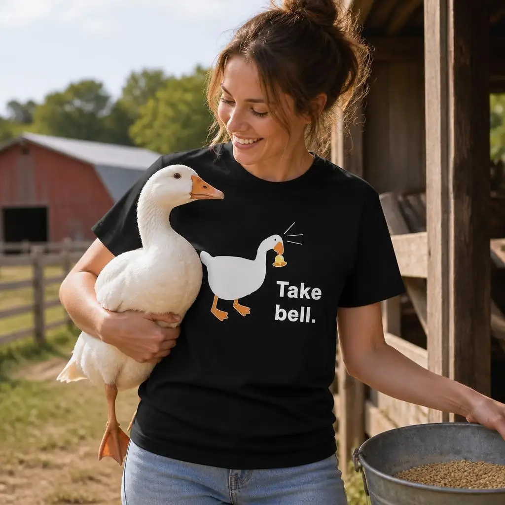 Take Bell Goose Game Meme Untitled T Shirts Casual Tees Short Sleeve Round Collar T-Shirt Pure Cotton Tops