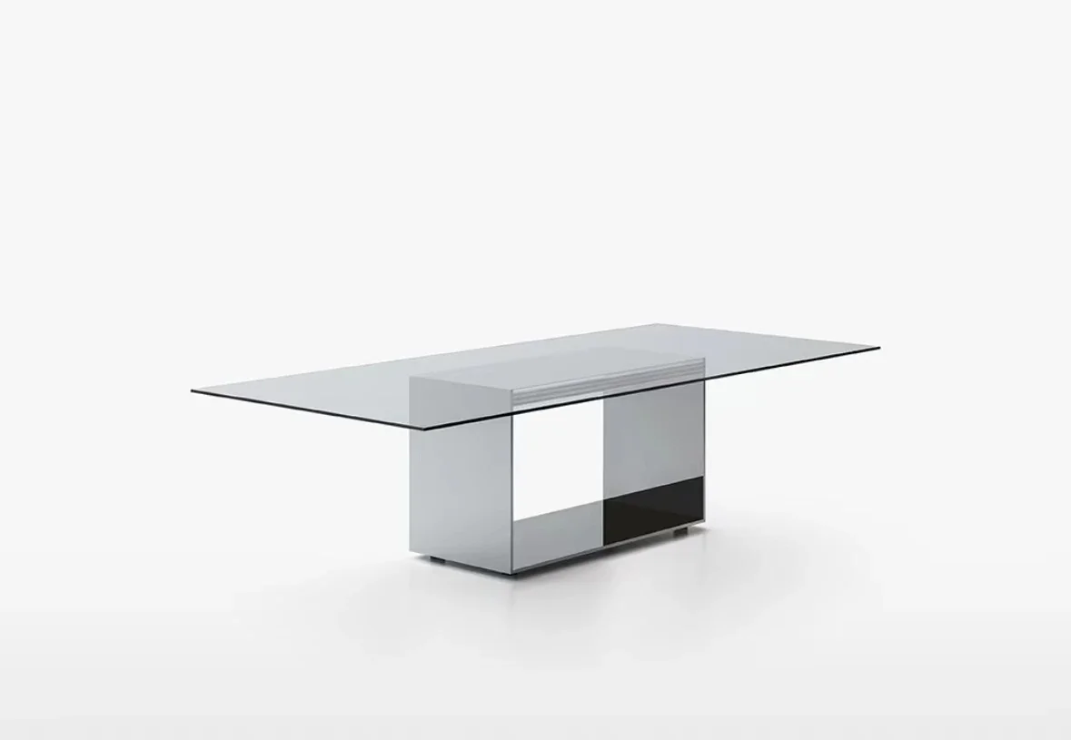 

Designer Dining Table Art Museum Rectangular High-end Restaurant Luxury Tempered Glass Tabletop Dining Table