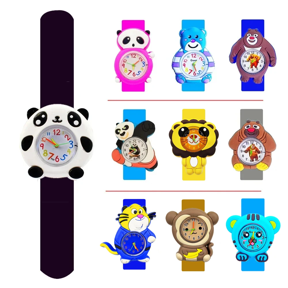 

Cartoon Panda Bear Toy Kids Slap Watches Waterproof Children Quartz Wristwatches Digital Electronic Clock for Students Aged 3-15