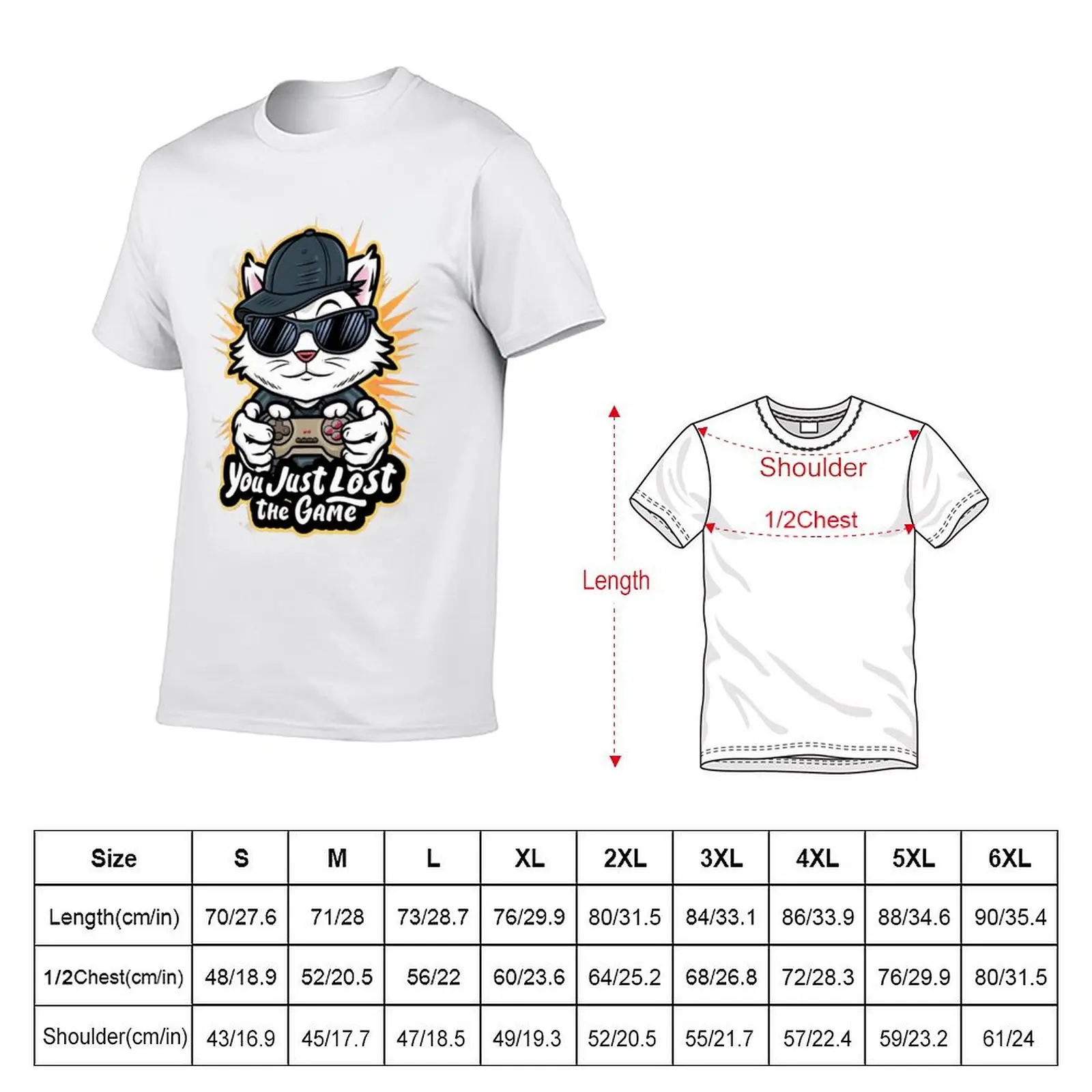 funny cat gaming ''you just lost the game'' T-Shirt funny t shirts dark humor t shirts for man cotton funny T-Shirt