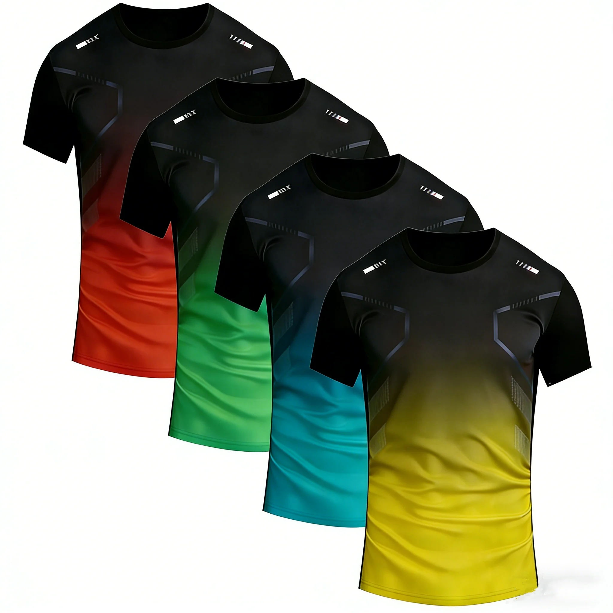 Men's T-shirt Outdoor Sports Running T-shirts Gradient Pattern Printed T-shirt Comfortable Quick Drying Short Sleeve Unisex Tops