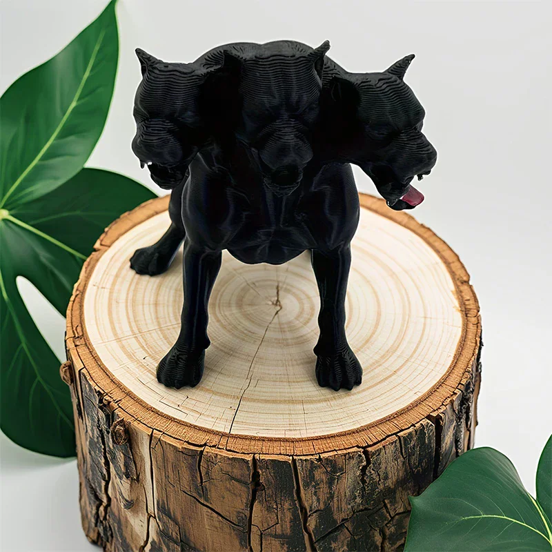 Gothic Three-headed Dog Statue Desktop Ornaments Scary Black Design Desk Home Decoration