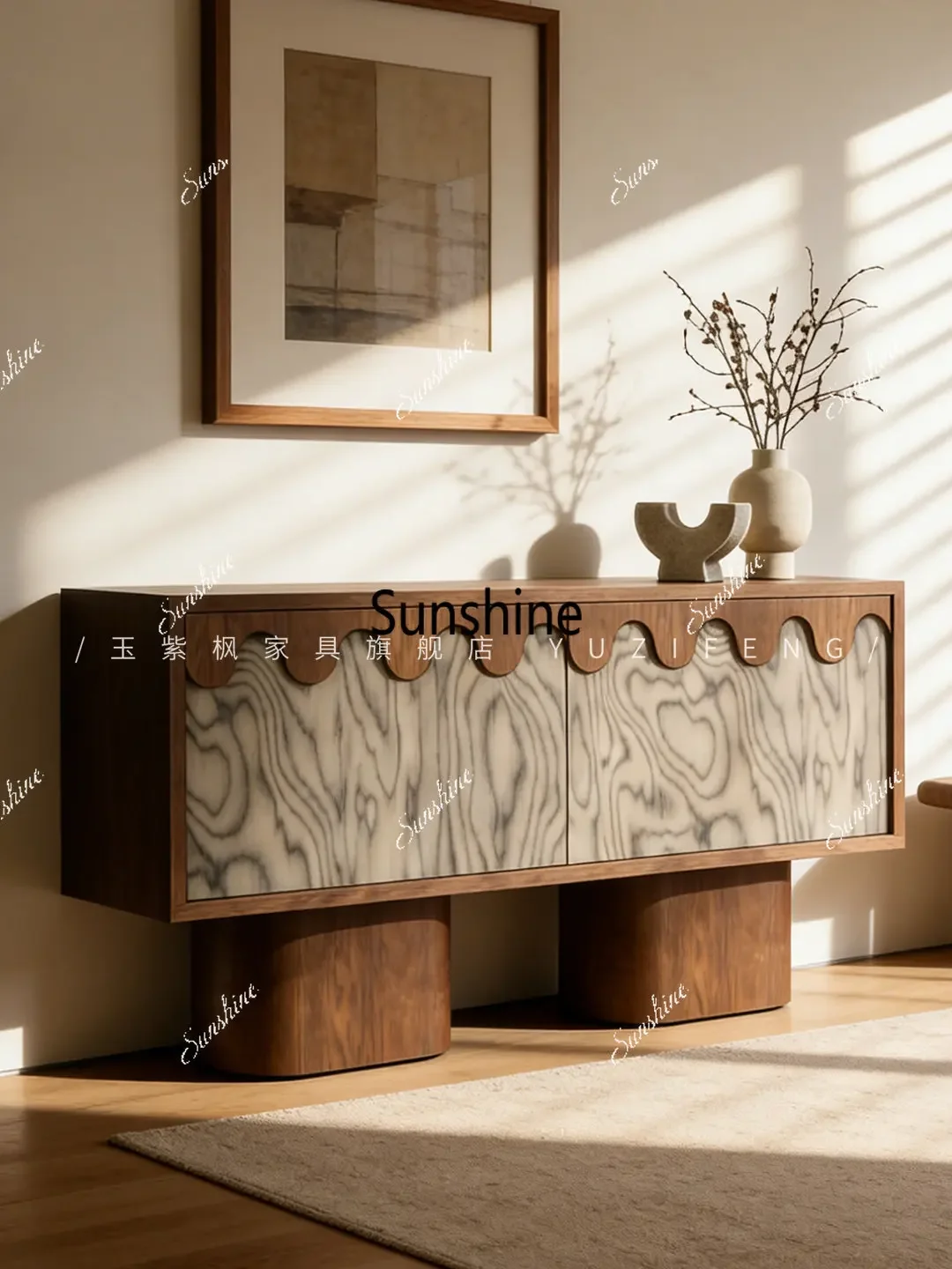 

Retro solid wood dining side cabinet living room wall locker
