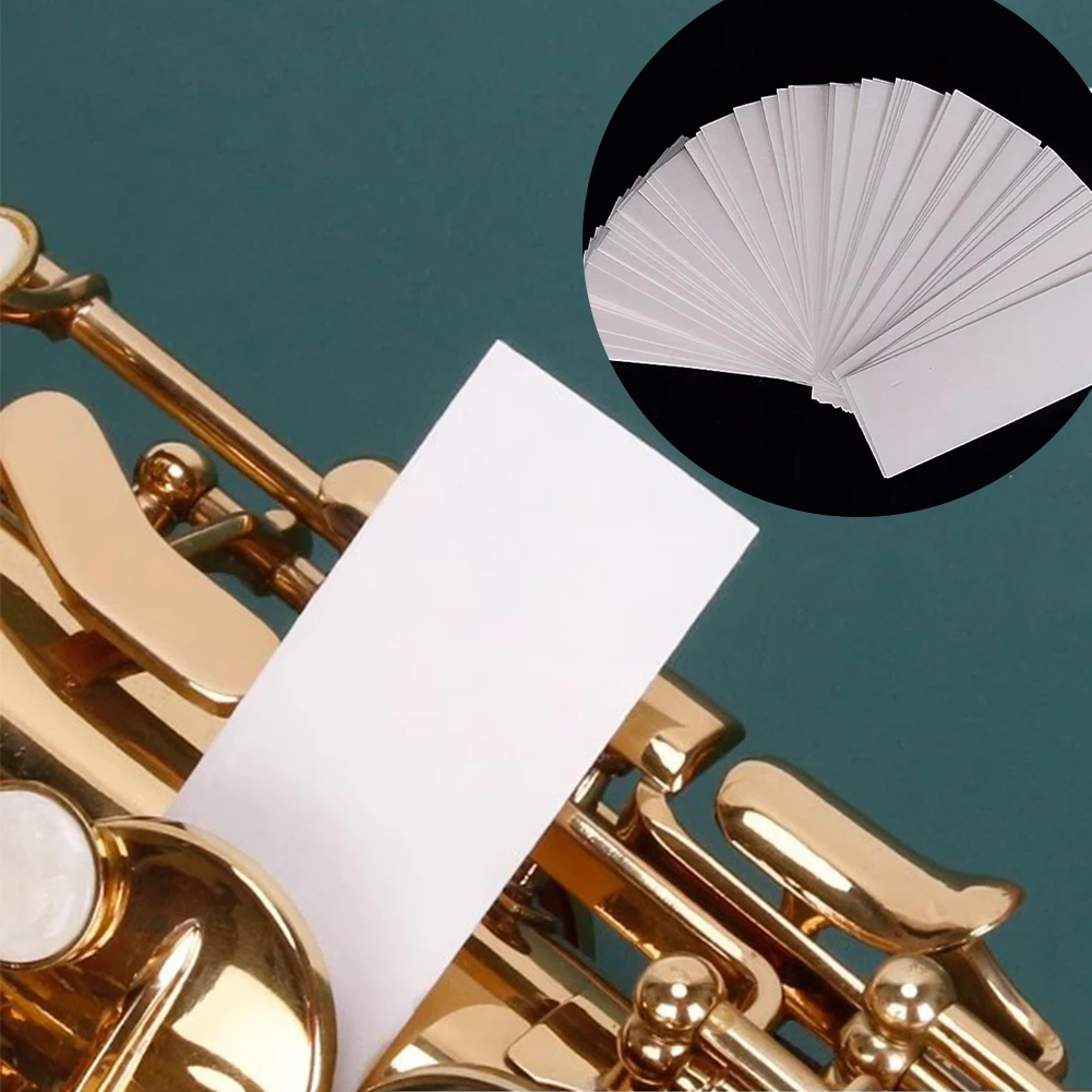 100Pcs/Box Saxophone Cleaning Paper Anti-Sticky Clarinet Oboe Bassoon Sticky Pad Versatile for Saxophone Flute Clarinet