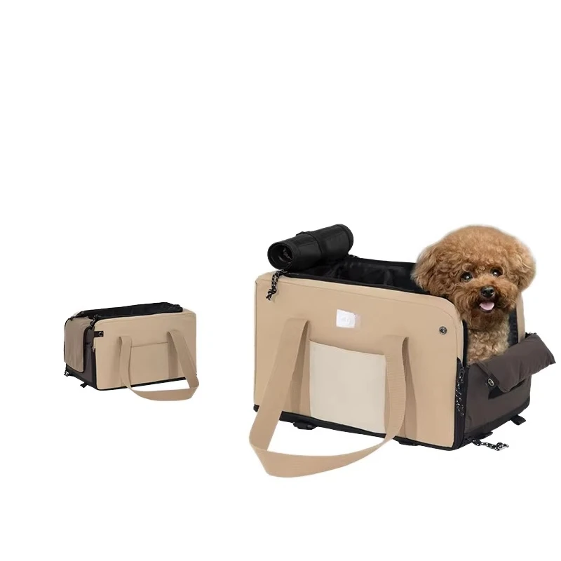 

Car seat cat puppy solid pattern stain repellent pad button closure backpack pet bag