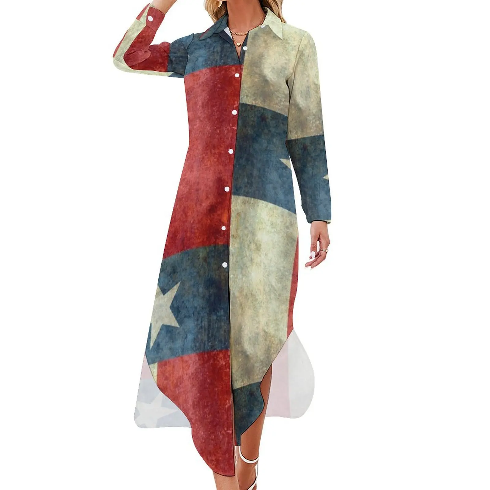 

Texas Flag Long Sleeved Shirt Dress birthday dress for women luxury 2024 Women long dress