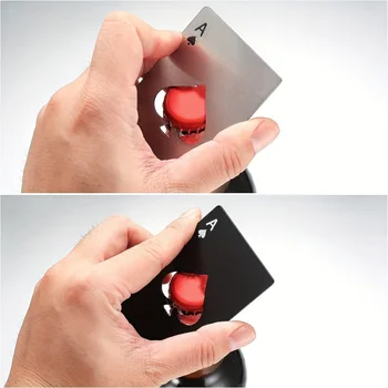 Poker Bierfles Picker Opener Creatieve Pocket Metaal Multifunctionele Creditcard Flesopener Zwart Perzik Een roestvrij staal