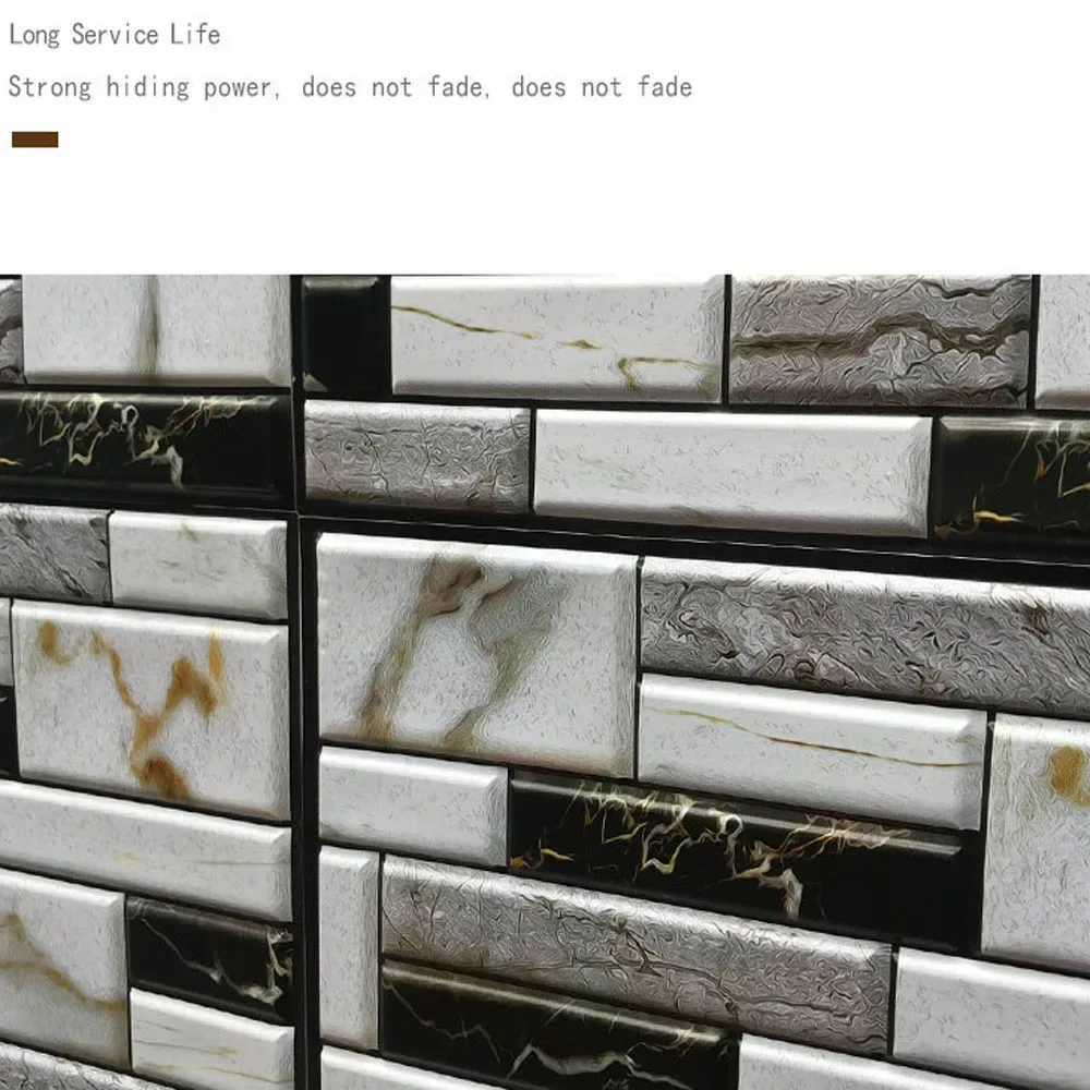 Autocollant mural de carrelage auto-adhésif, 10 pièces, couverture autocollante 3d en Pvc pour décoration de maison, pour placard de cuisine, salle de bains, papier peint étanche