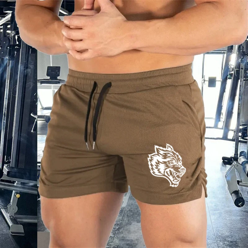 Wolf Head Men\'s Leisure Sports Shorts Elastic Beach Shorts Running Gym Sports New Three Quarter Pants Summer Fashion M-3XL