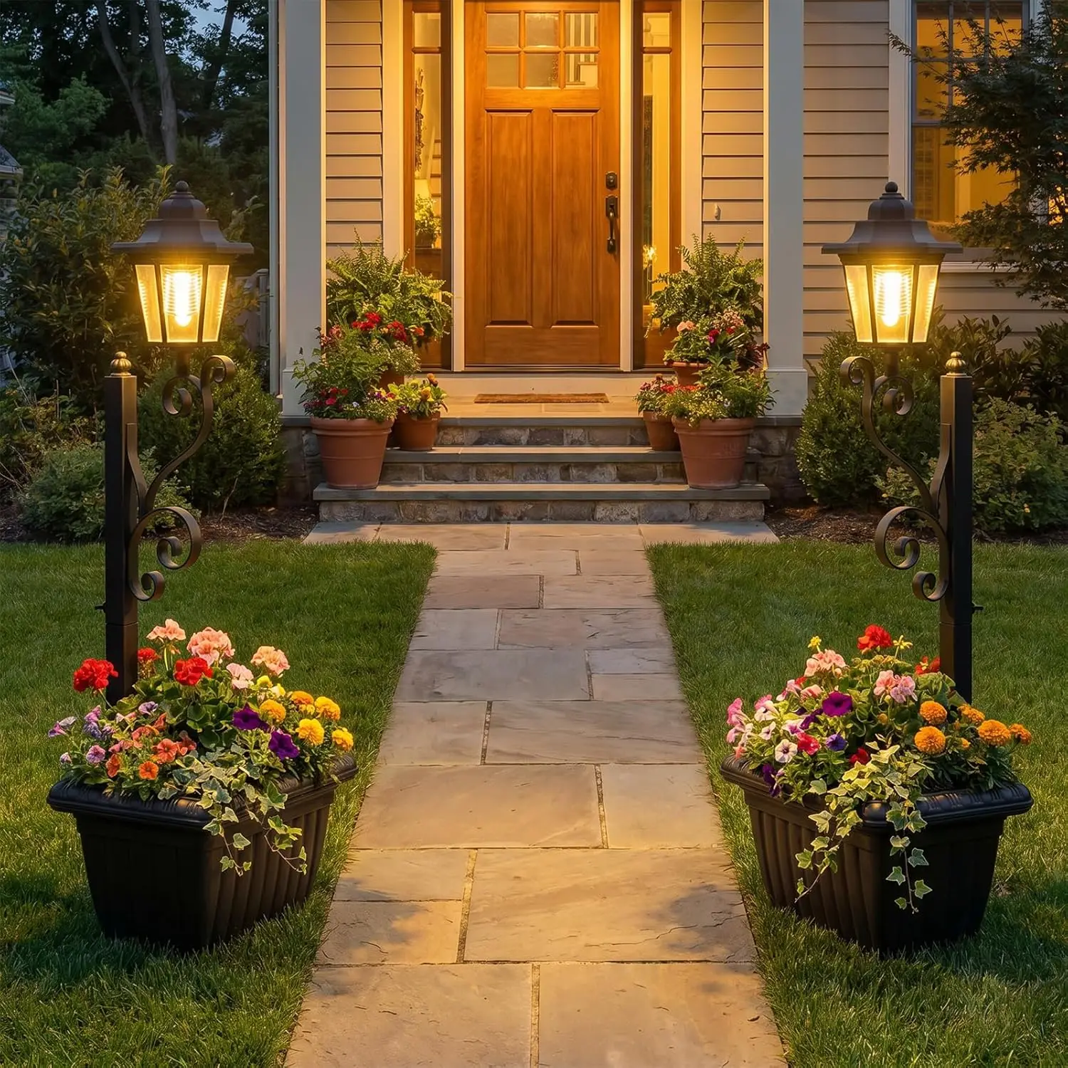 Solar Light with Planter Box 2-in-1 Outdoor Lamp Waterproof Wall Mounted Flower Pot for Garden Patio Porch Backyard Deck Balcony