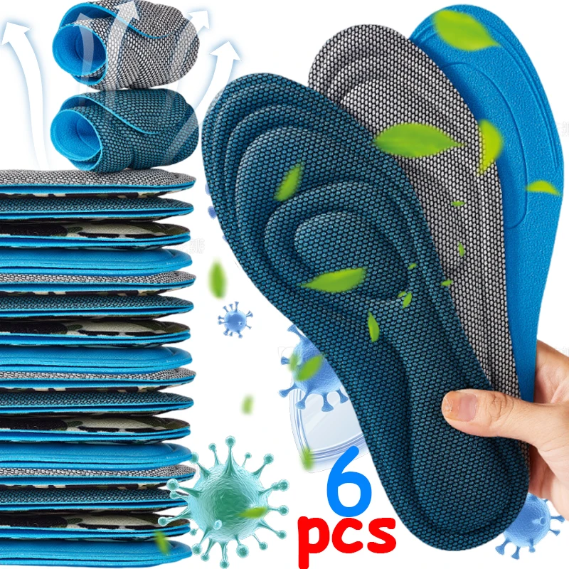

6pcs Memory Foam Trimmable Insoles for Sneakers Men Women Nano Antibacterial Deodorization Shoe Pads Sweat Absorption Cushion