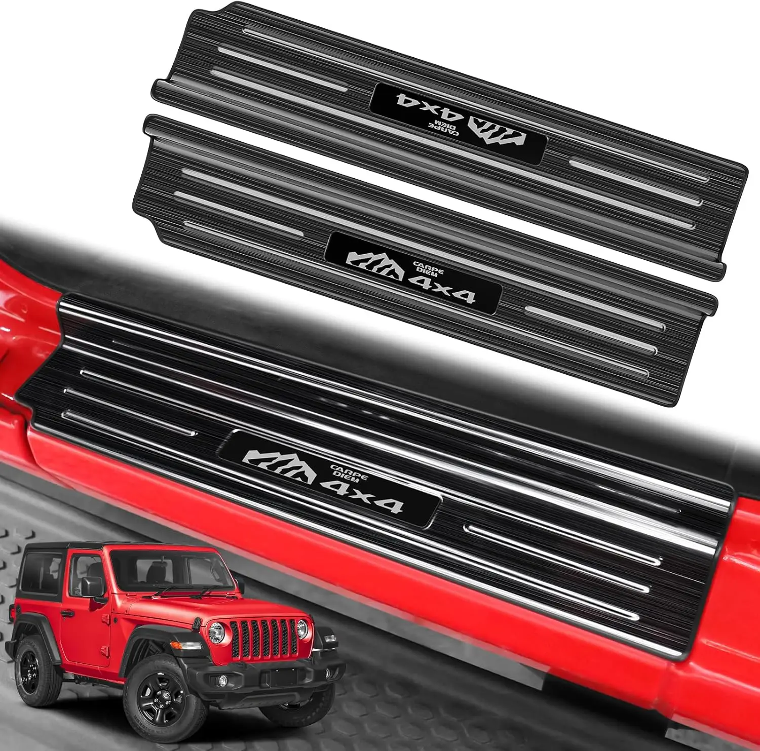 

2PCS Door Sill Guard for Jeep Wrangler 2018-2026 JL JLU Stainless Steel Door Sill Protector,Sport 2 Door Coverage(Black Brushed)