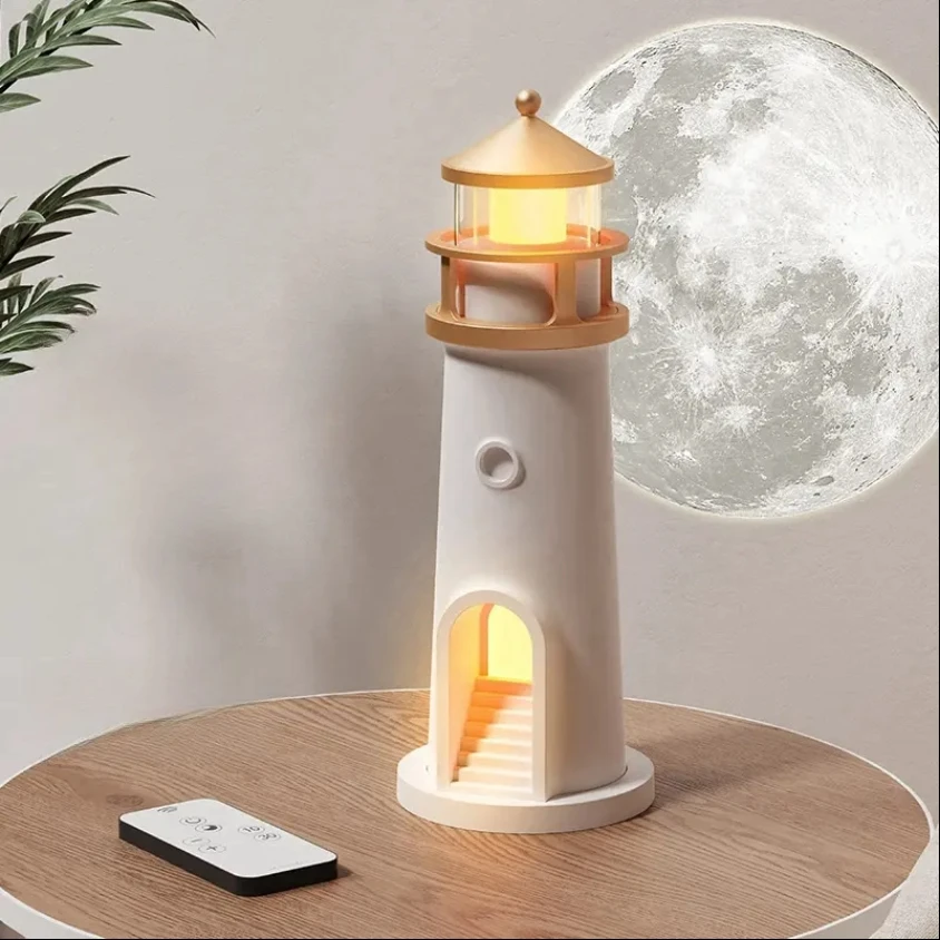 Desktop Creative Design Advanced Decoration Moonlight Projection Lamp Unique LED Night Lamp Lighthouse for Bedroom Dropshipping