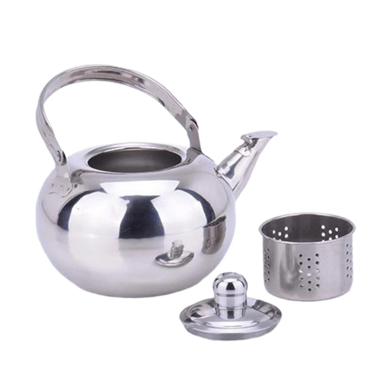 غلايات الشاي المصنوعة من الفولاذ المقاوم للصدأ أباريق الشاي مع أوعية القهوة المعدنية Infuser أوعية الشاي المستديرة لمطعم الفندق