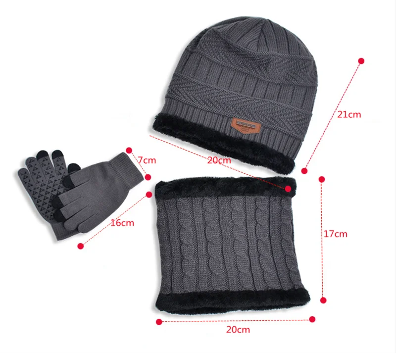 1 مجموعة الشتاء الأطفال طفل قفازات متماسكة قبعة وشاح 3 قطعة دعوى في الهواء الطلق يندبروف المخملية الدافئة الاطفال الفتيان حلقة الخمار القبعات والقبعات #4