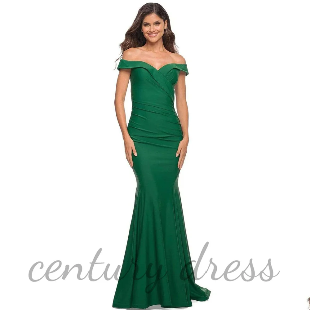 

Sexy Off The Shoulder Prom Dresses Charming Zipper Evening Dress For Women Hunter Green Mermaid Formal Gown vestidos de festa