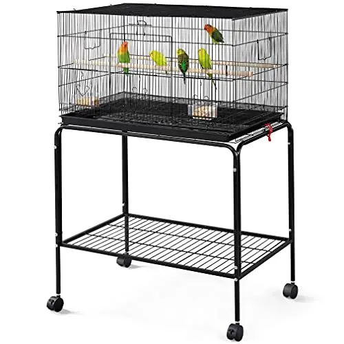 47-inch Rolling Breeding Flight Bird Cages for Parakeets Budgies Finches Cockatiels Conures Lovebirds Canaries Parrots