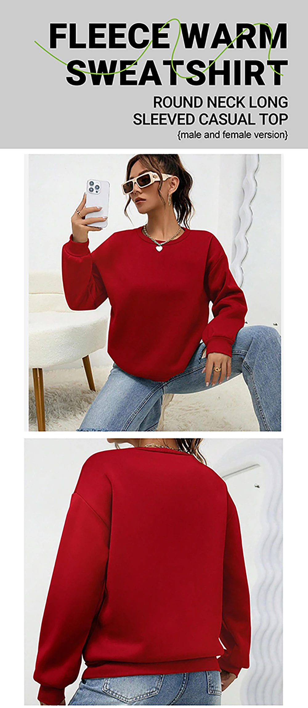 Rosa Rose Kolibri Blumendruck Damen Pullover Fleece Unisex Sweatshirt Rundhals Y2K Streetwear All-Match Herbstkleidung – Detail 3