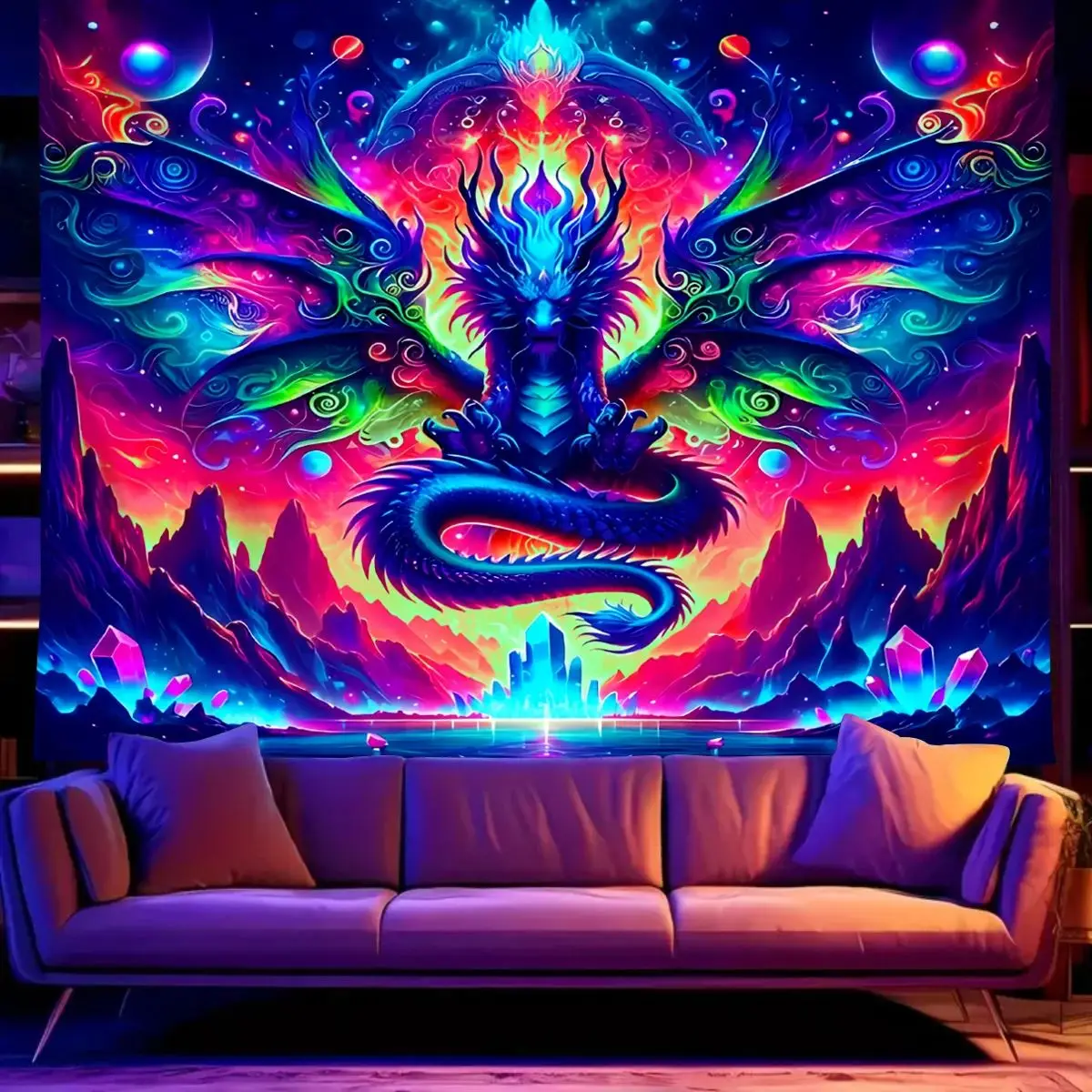 VIKAMA Fun Cat Explosion Cloud Wandteppich Wohnzimmer Schlafzimmer Eingang Schlafsaal Wanddekoration Wandteppich Raumdekoration