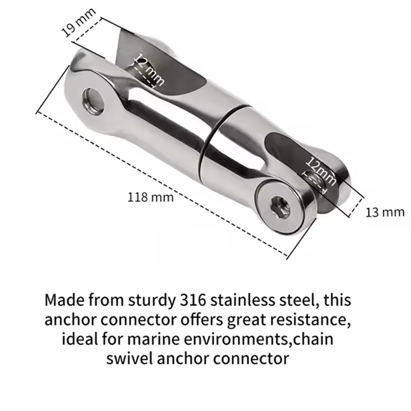

2 Sections Boat 316 Stainless Steel Anchor Chain Swivel 10-12Mm Rotation Connector