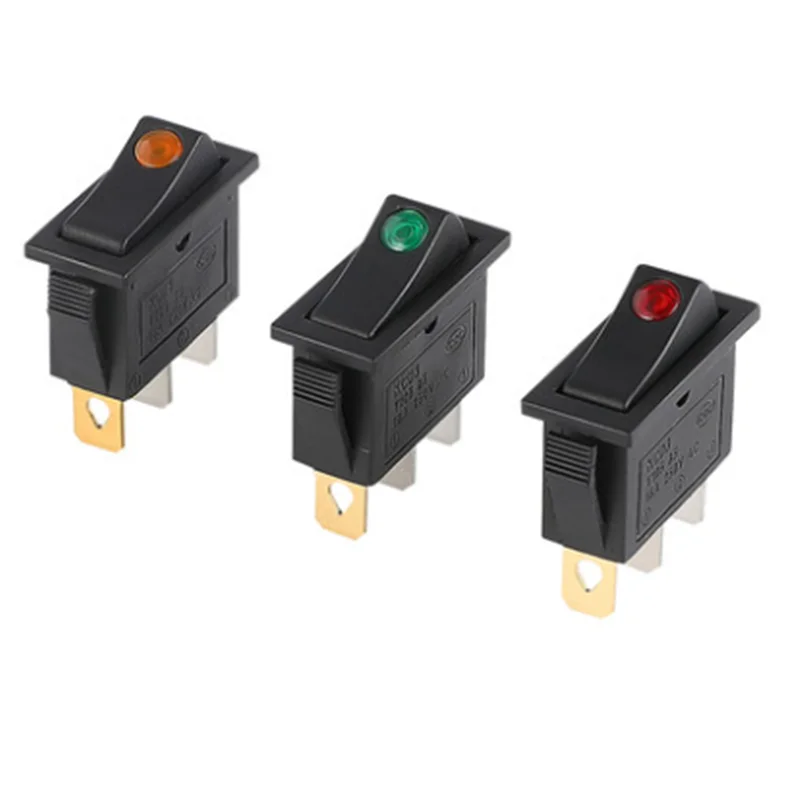 5pcs Red Yellow Green Blue LED Lighted Dot Illuminated Round Rocker Switch Button 3Pin ON/OFF Toggle SPST Car  Truck Trailer