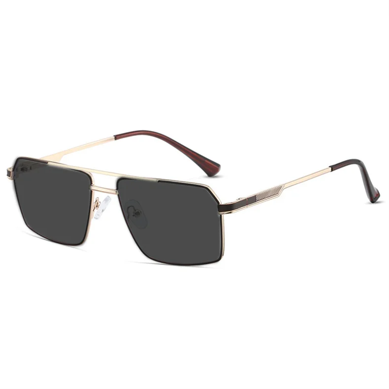 Neue hochwertige Myopie-Sonnenbrille aus Edelstahllegierung für Damen und Herren, modische Retro-Doppelbalken, quadratische Sonnenschutz-Sonnenbrille – Detail 15