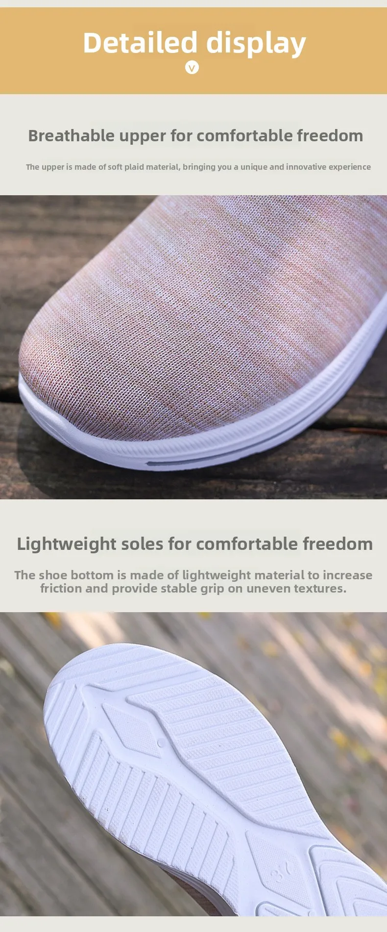 Atmungsaktive Slip-On-Sneaker für Damen, mit Luftpolster-Plattform, leicht, rutschfest, lässige Loafer für den täglichen Outdoor-Gebrauch. – Detail 4