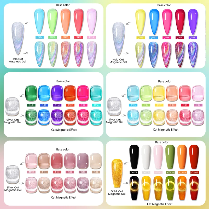 BORN PRETTY 10ml Omnipotent Cat Magnetic Gel Polish Rainbow Silver Holographics 9D Cat Magnetic Gel Nail Polish Sparkle Gel 10ml