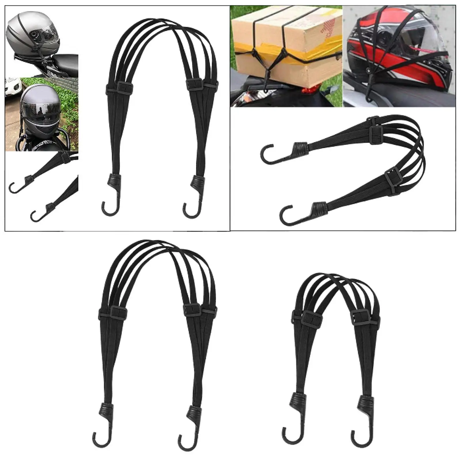 Motorcycle Helmet Luggage Elastic Rope with Anti Slip Grip Retractable Rack Strap for Bike Helmets and Cargo view 6