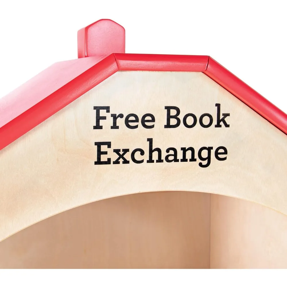 Free Library Exchange Book Stand: 3-Shelf Wooden Storage Bookcase, Classroom Furniture