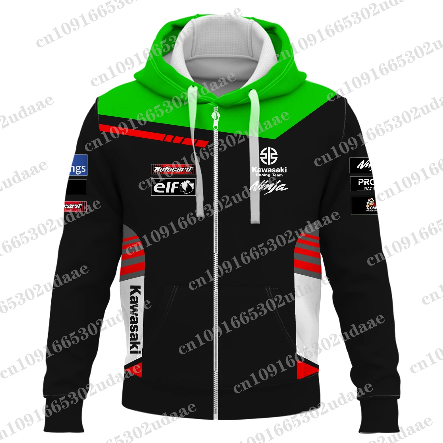 2024 New Kawasaki Motorcycle Racing Enthusiasts Competition Team Men\'s and Women\'s Children\'s Fashion Hooded Zipper Hoodie