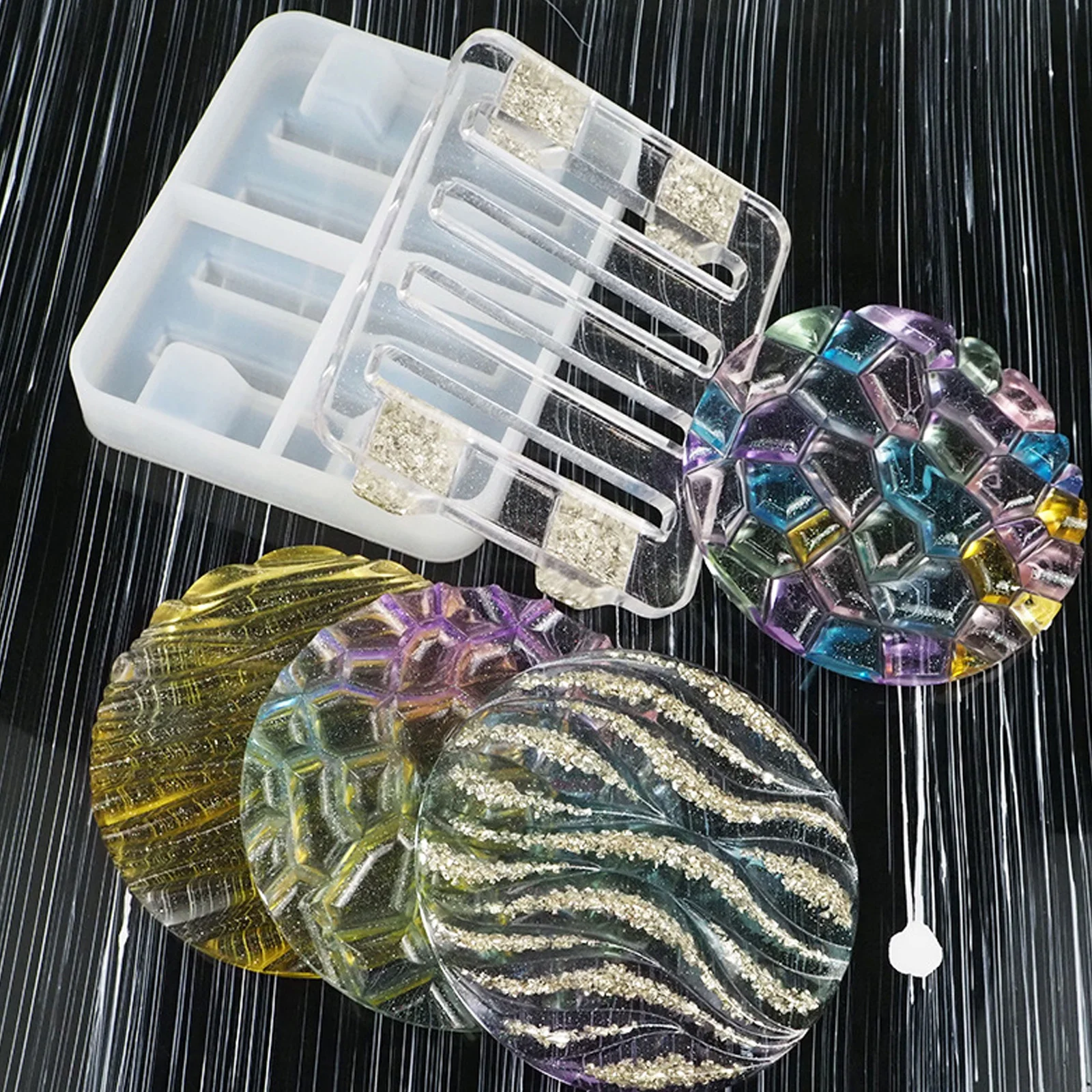 

Crystal Resin Coaster Molds Silicone Mold for Casting DIY Coaster St Holder Mat Epoxy Pallet Flexible Finished Styles Paints