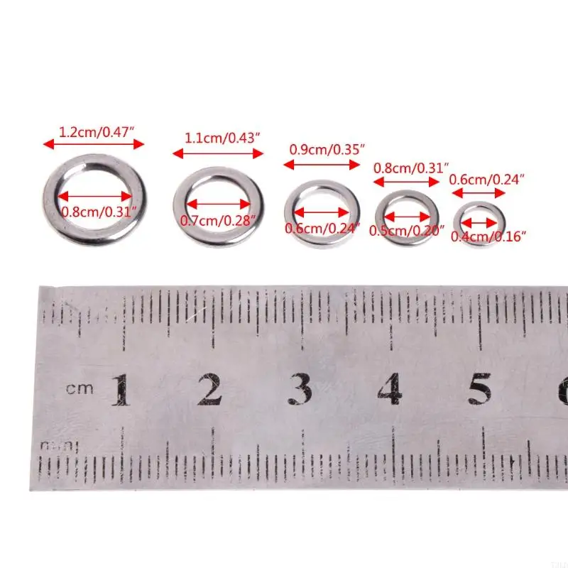 T3LD 50Pcs Fishing Solid Stainless Steel Split Ring Lure Tackle Connector New