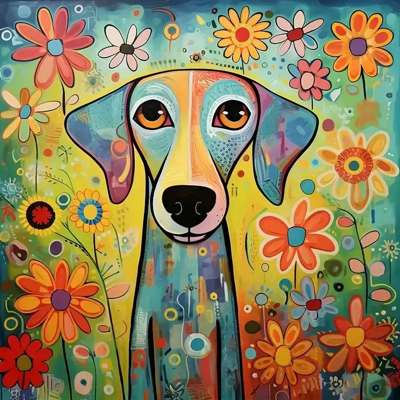 

GATYZTORY Full Square Diamond Painting Dog 5D Diamond Embroidery Mosaic Flowers Kits Art Home Decoration