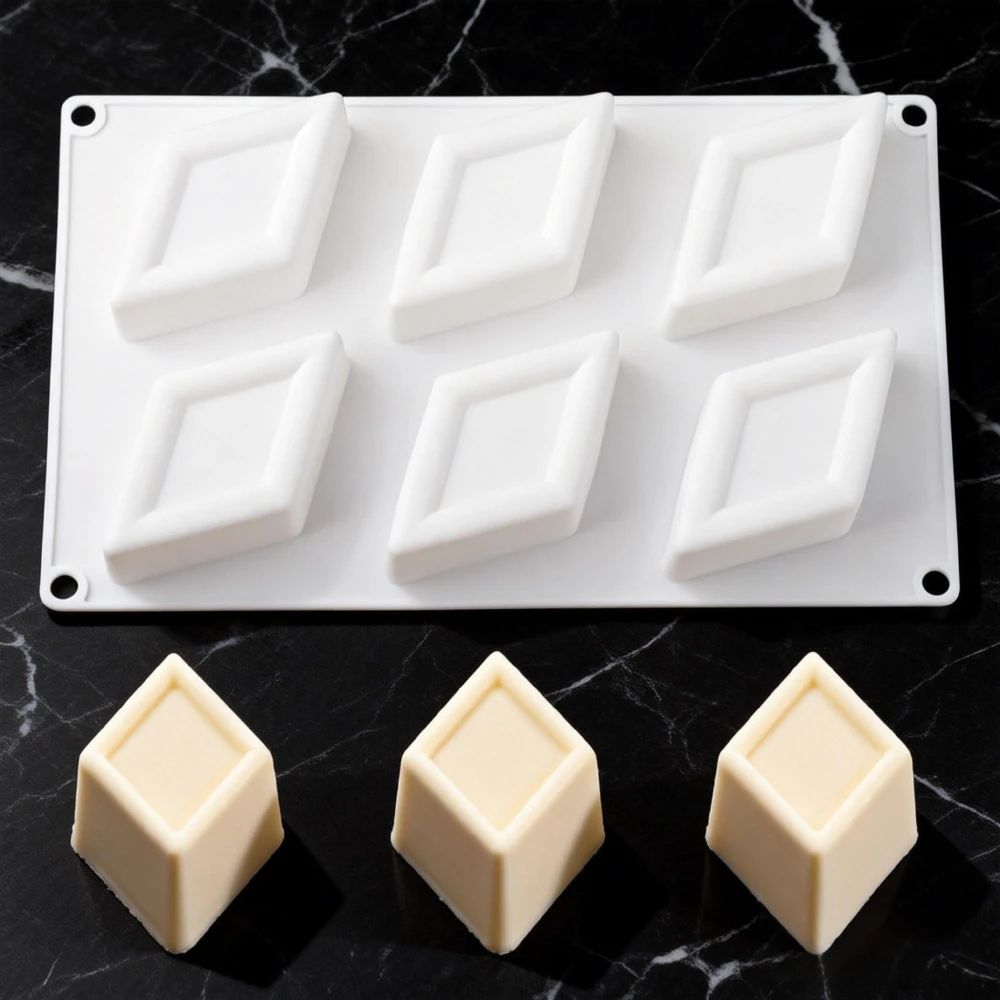 6-fach konkave Rhombus-Silikonform für Mousse-Kuchen, Schokolade, Gebäck und Desserts – Rhombus-Backform für französisches Gebäck