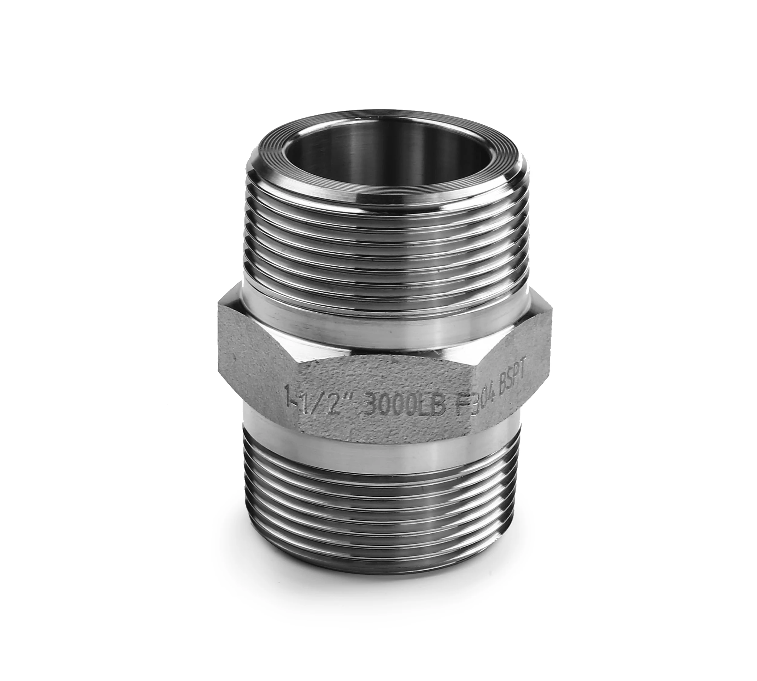 Tetina hexagonal roscada NPT macho a macho 3000LB 304 de acero inoxidable