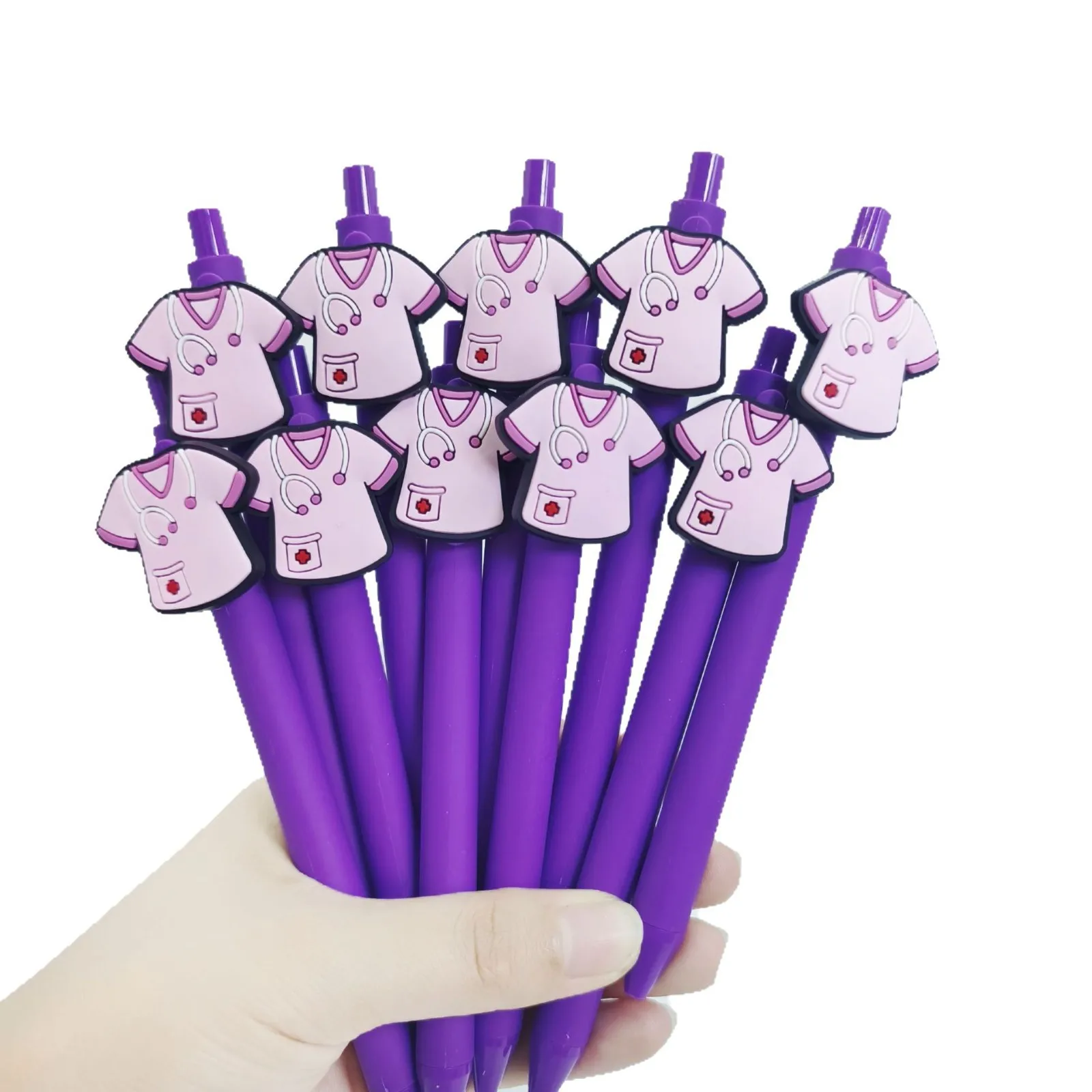 جديد عملي وبسيط الملابس الطبية تصفيف قلم حبر جاف الأرجواني سلسلة الصحافة هدية القلم طالب الكتابة هدية طبية القلم #5