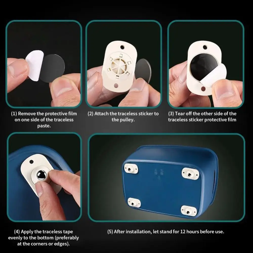 4Pcs/set New Self Adhesive Caster Wheel Mini Mute Flower Pots Trash Can Furniture Casters Home Office 360 Swivel Rolling Pulley