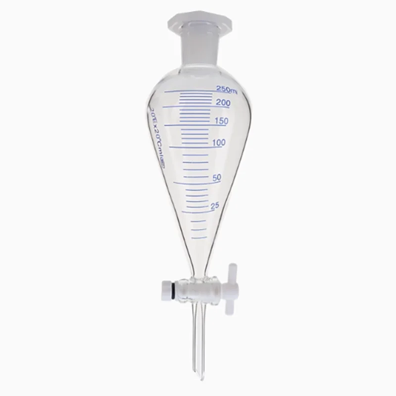 

Glass pear-shaped scale tetrafluoro piston separating funnel 30ml60ml125ml250ml500ml1000ml2000ml3000ml