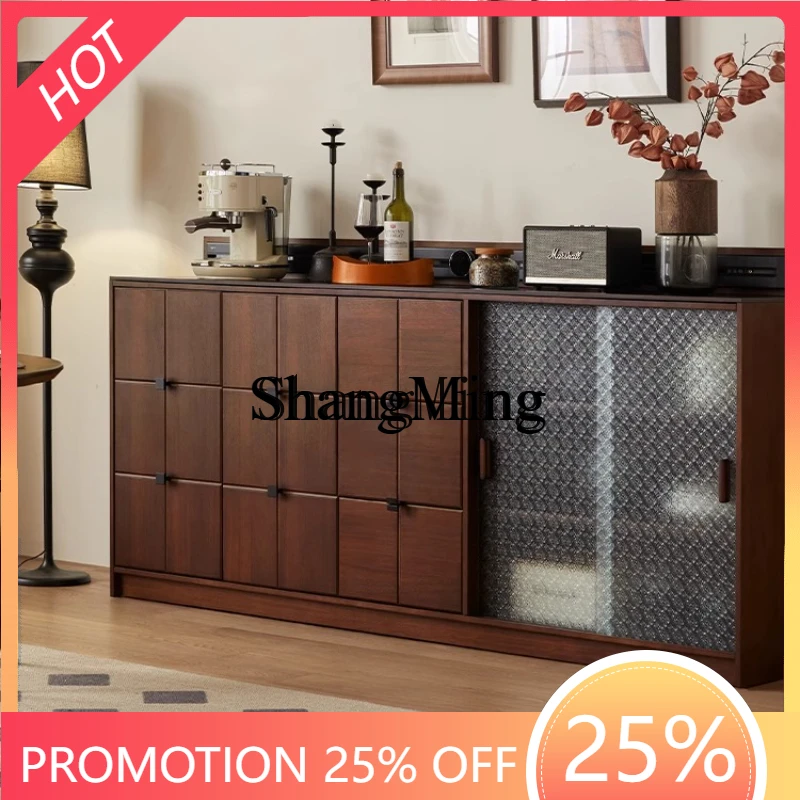 

SM new living room bucket cabinet against the wall retro locker solid wood short storage cabinet