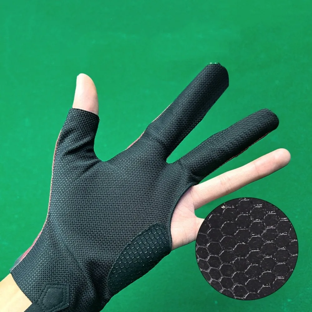 اليد اليسرى قفازات البلياردو المضادة للعرق مقاومة للاهتراء ثلاثة أصابع قفازات عدم الانزلاق مرونة البلياردو قفازات التدريب رجل