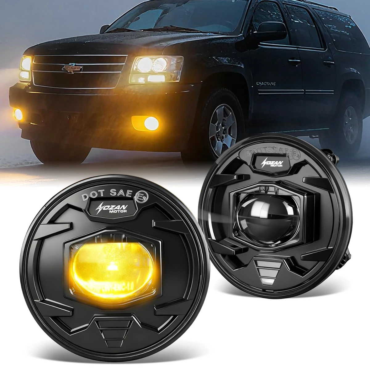 Luz Antiniebla LED Ámbar para Chevy Avalanche/Suburban/GMC Acadia/Ford Escape 2007-2013/ GMC Yukon/Tahoe/Mustang 07-14/ Pontiac 08-10