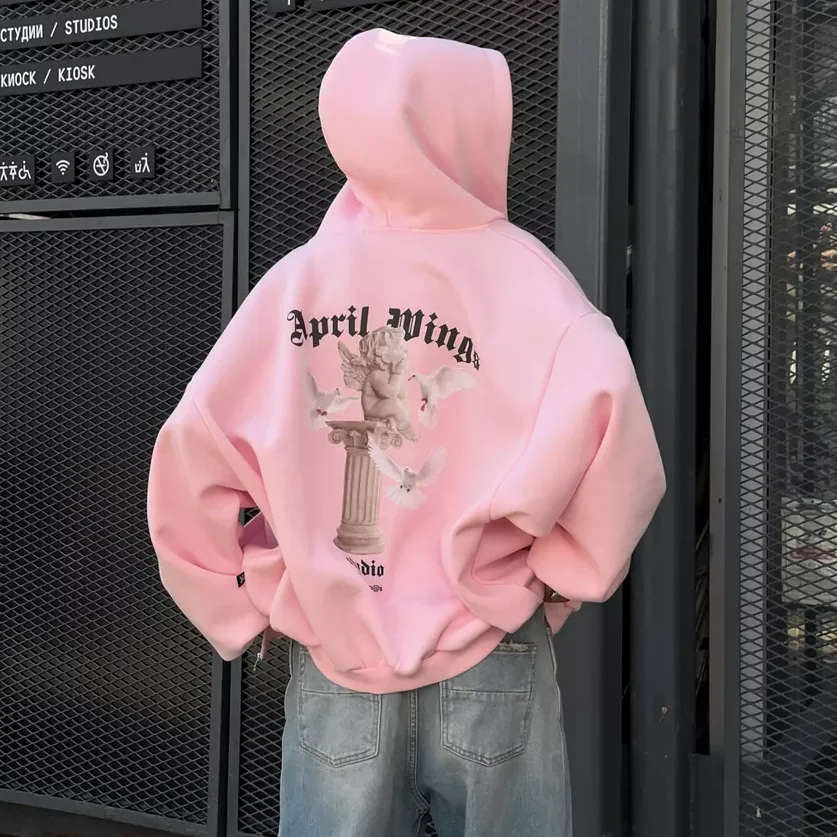 Bluza damska z nadrukiem anioła w stylu Y2K - Luźna, obszerna bluza z grafiką, streetwear Harajuku, Kpop, hip-hop, casualowy pulower