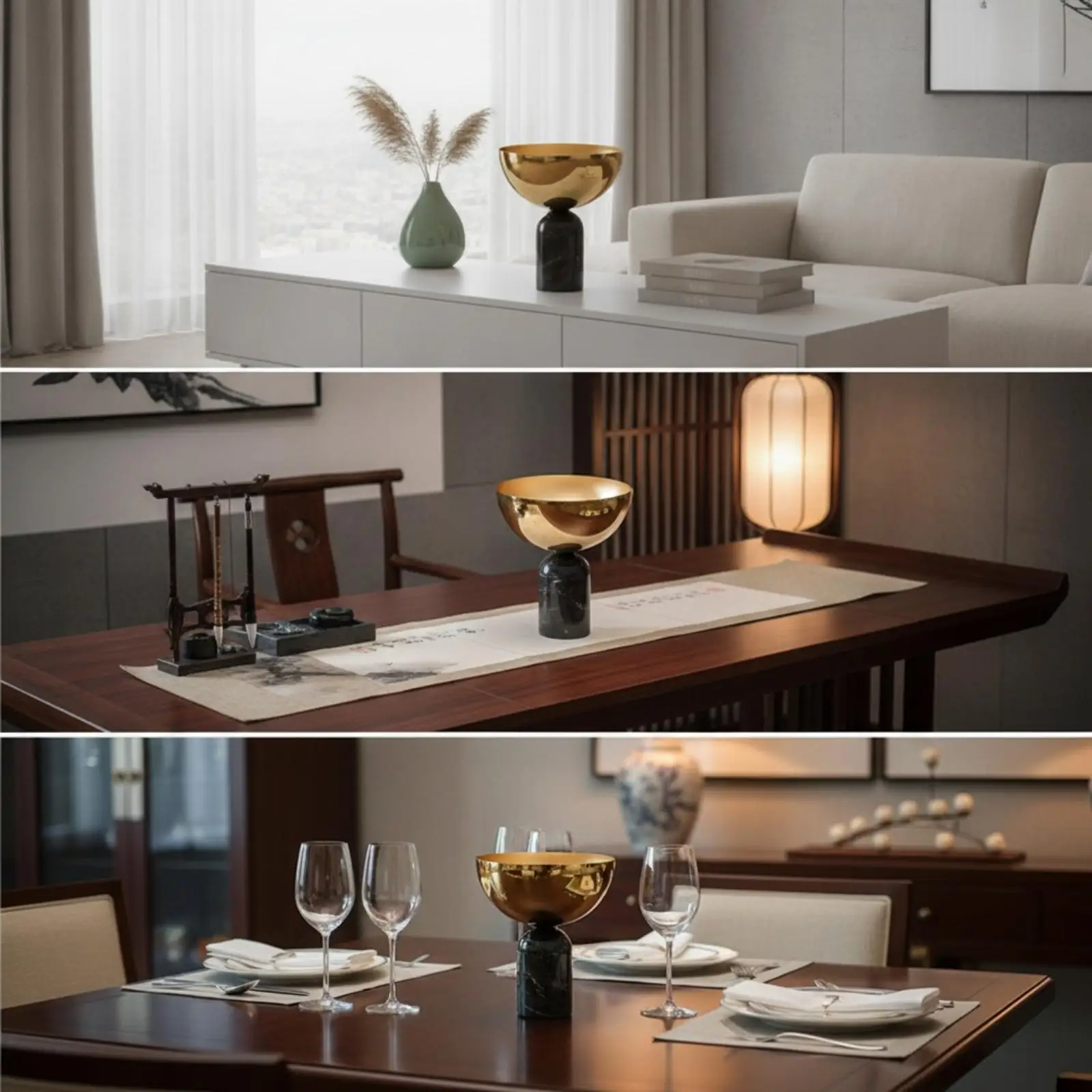 Tabletop Decoration Reflective Sculpture with Marble Base Sculptural for Shelf