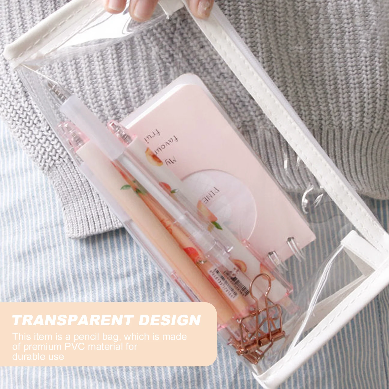 

2Pcs Transparent Pencil Bags Large Capacity Waterproof Stationery Organizer Pen Storage Bag for Students Teachers