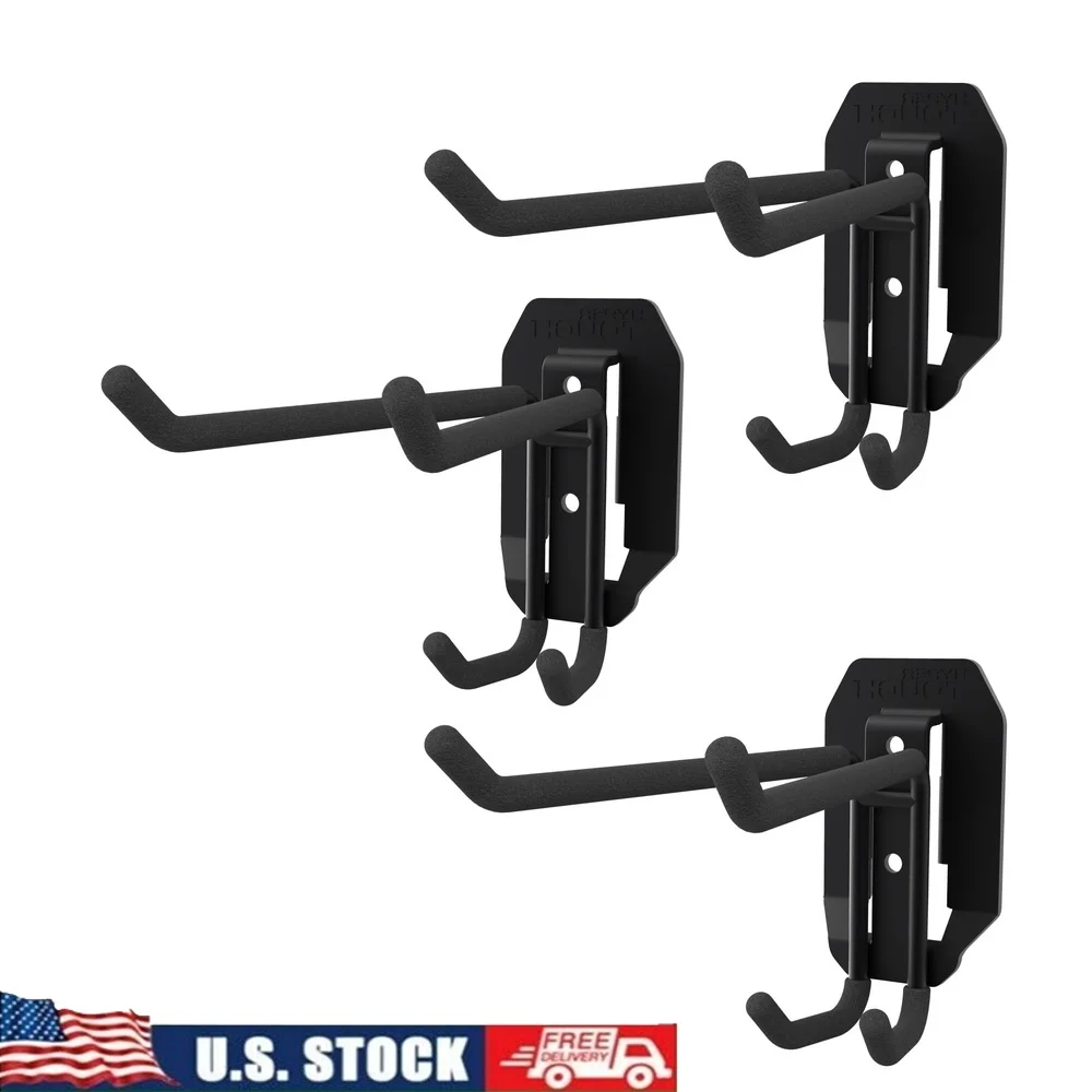

Heavy Duty Utility Hooks 3-Pack Steel Construction 50lb Capacity Easy Installation Storage Solution Tools Bikes Cords Brooms