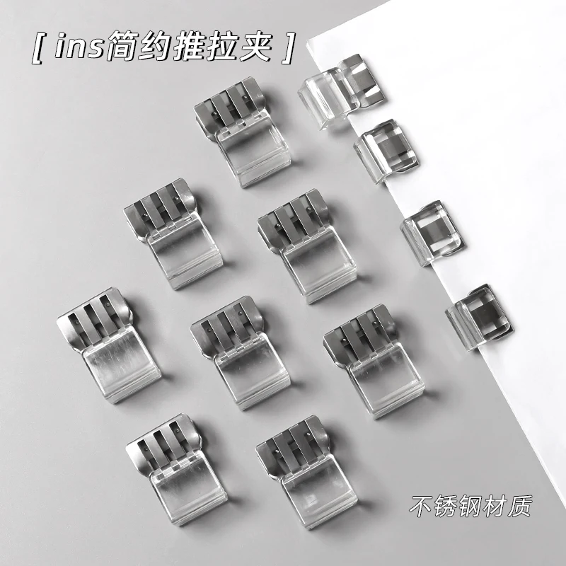 20pcs Sliding Clip Paper Clips Label Clip Folder Transparent Plastic Paper Holder Bookmarker Decor Fixed Office Stationery