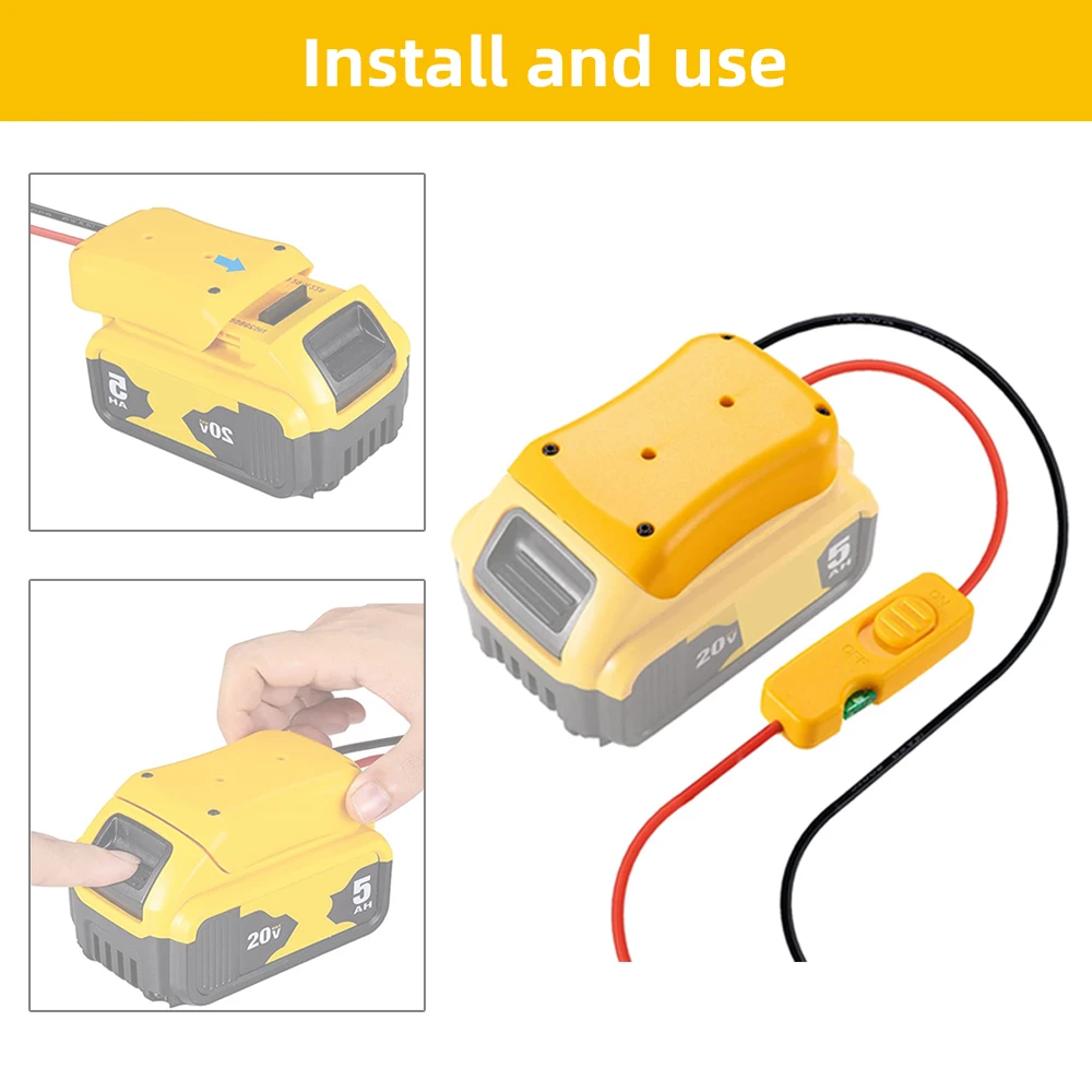 

DIYPower Wheel Adapter For dewalt 14.4V 20v Battery Converter Kit with Fuses Switch Battery Converter for Rc Car Toys Robotic