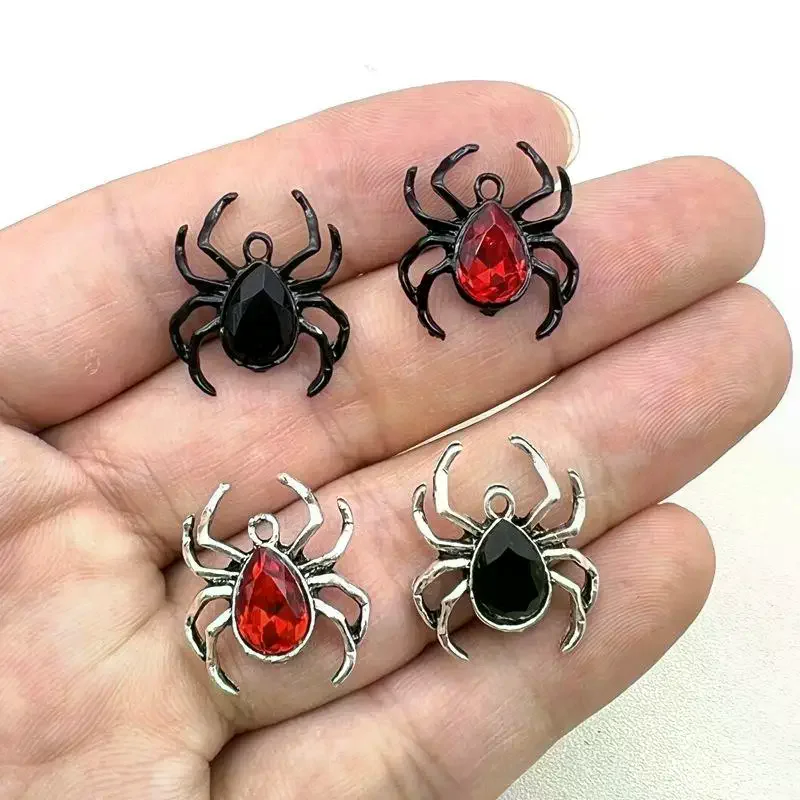 Spider Pendant Gothic Tarantula Pendants Necklace Charms For Handbags Key Chain Accessories DIY Jewelry Making Gifts 10pcs